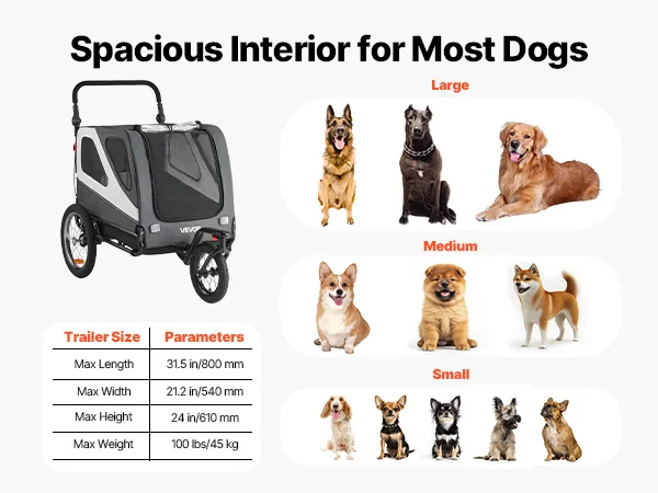 Succebuy 100 Lbs Dog Bike Trailer 2-In-1 Pet Stroller Cart 21
