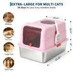 Dog Proof Litter Box Large Stainless Steel Cat with Lid XL 3 | PricZone