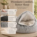 Cat Bed Round Plush Fluffy Hooded Cave Cozy for Indoor Cats 5 | PricZone Cat Bed Round Plush Fluffy Hooded Cave Cozy for Indoor Cats 5 | PricZone