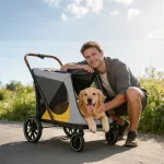 4Wheel Dog Stroller for Large Dogs Up to 42 kg OneClick 3 | PricZone 4 Wheel Dog Stroller for Large Dogs Up to 42 kg One Click 3 | PricZone