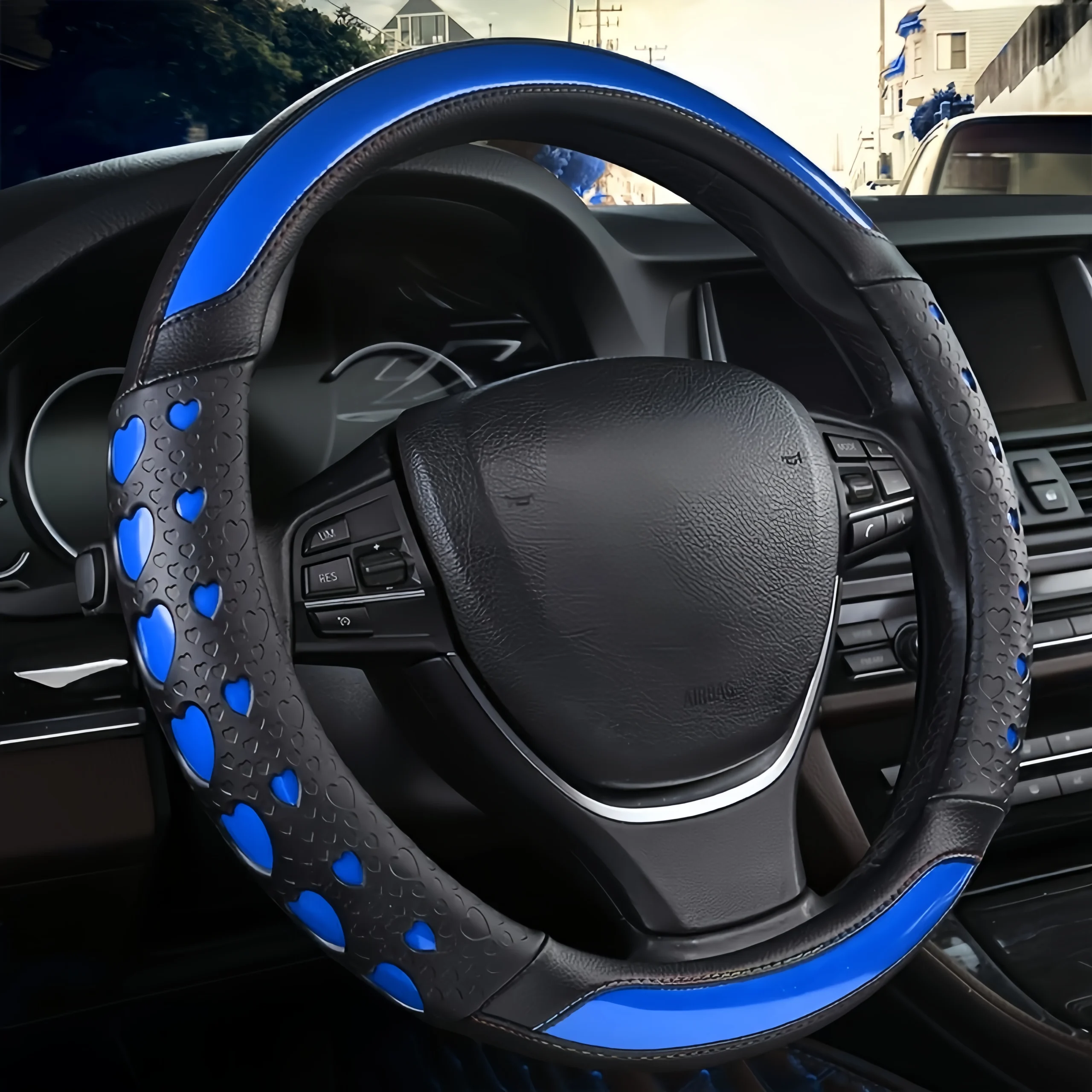 Sweet Heart Design Steering Wheel Wrap Durable PU Leather 7
