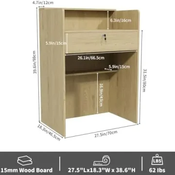 Modern Reception Desk with Lockable Drawer 15Mm Mdf 2