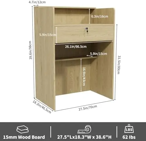 Modern Reception Desk with Lockable Drawer 15Mm Mdf 2 | PricZone Modern Reception Desk with Lockable Drawer 15Mm Mdf 2 | PricZone