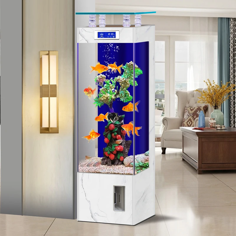 Hys Glass Fish Tank Living Room Small Household Vertical 25