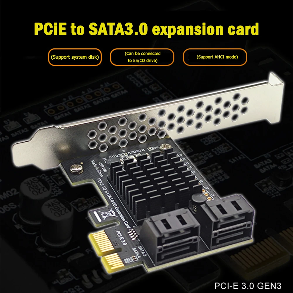 Ports SATA III PCIe Expansion Card 6Gbps 3.0 to 1X/4X 16