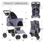 Foldable Pet Stroller for Small to Medium Dogs Detachable 3 | PricZone