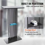 Acrylic Floor Standing Podium Stand with Storage Shelf 6 | PricZone