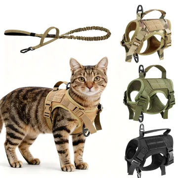 Tactical Cat Harness Vest and Leash Set Adjustable Escape 1