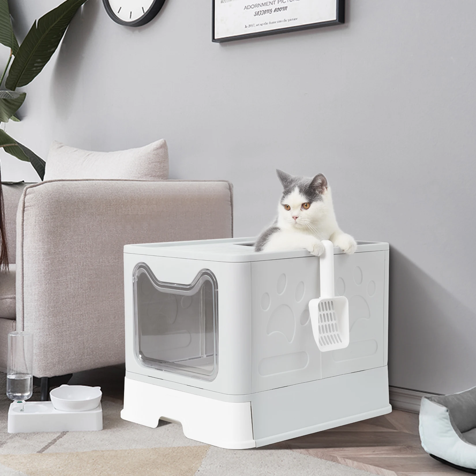 XXL Large Space Foldable Cat Litter Box with Front Entry 14