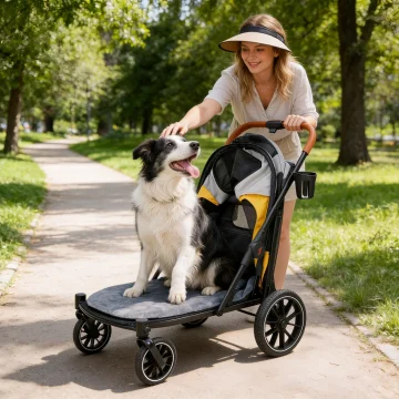 4-Wheel Dog Stroller for Large Dogs Up to 42 kg One-Click 2