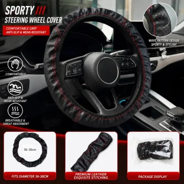 15 inch PU Leather Steering Wheel Cover Universal Fit 1 | PricZone