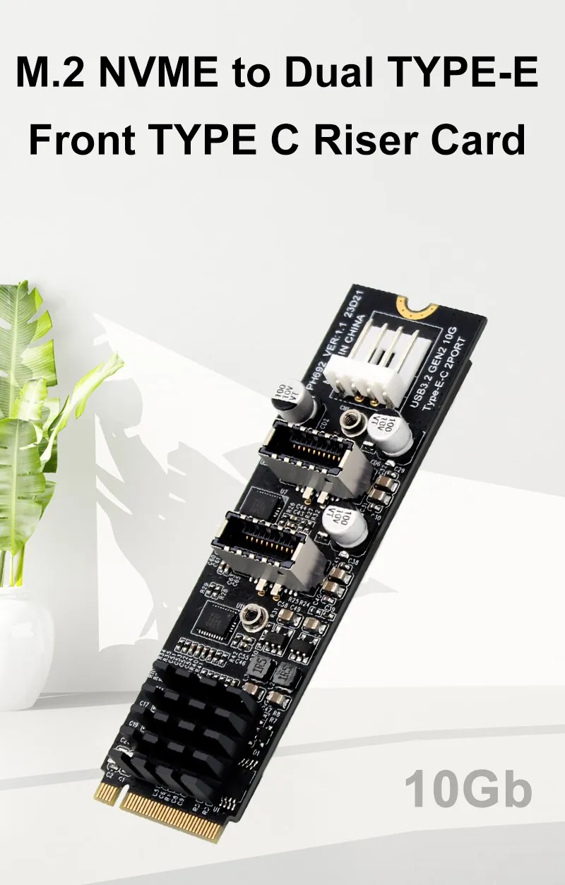 M.2 NVMe PCIe to USB 3.1 Type-C Front Panel Expansion Card 8