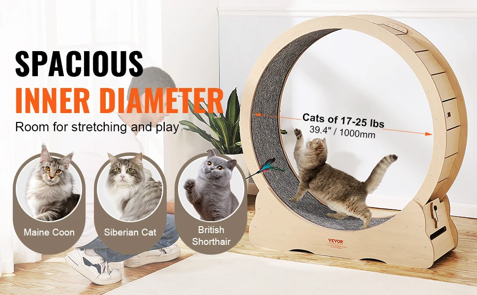 Wooden Cat Exercise Wheel Large Treadmill for Indoor Cats 20