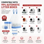 Premium Cat Litter Bags for Automatic Boxes 60 Pack Large 3 | PricZone