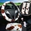 6Pc Cow Pattern Car Steering Wheel Cover Set