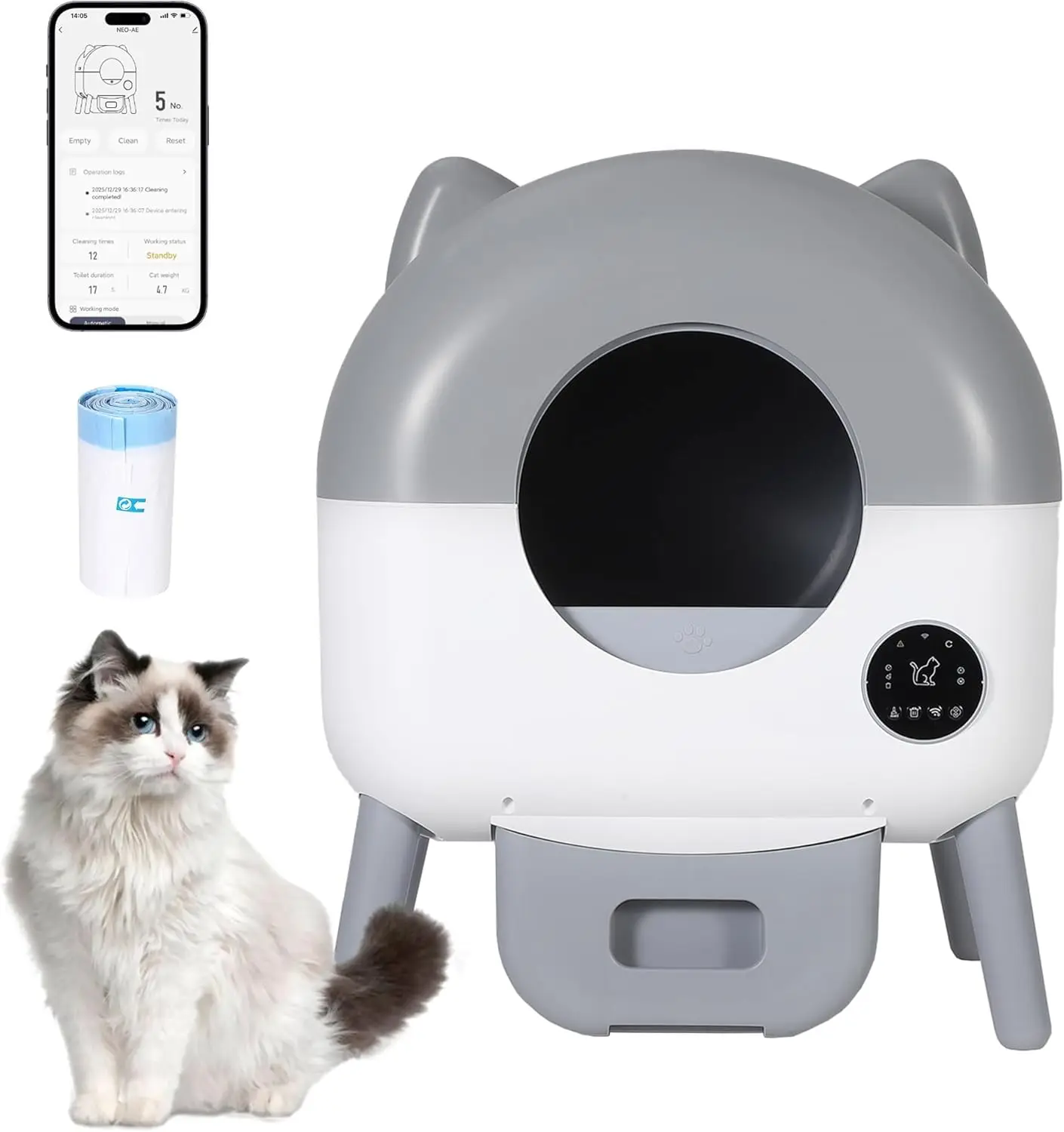 Self-Cleaning Litter Box 76L Large Capacity Automatic Cat 10