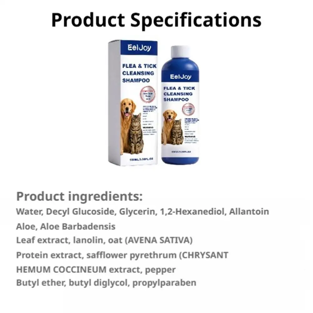 100Ml Pet Flea Tick Cleansing Shampoo Gentle Soothing 27