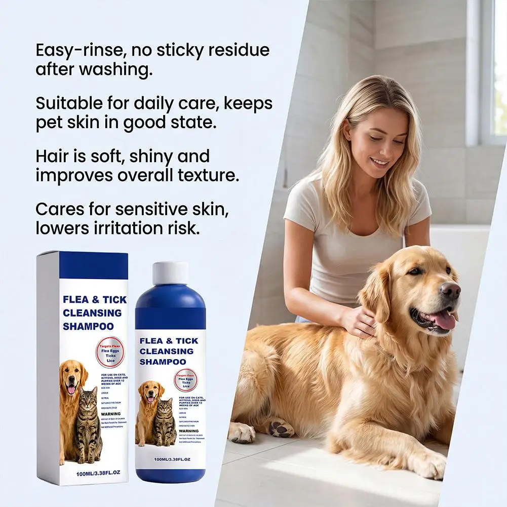 100Ml Pet Flea Tick Cleansing Shampoo Gentle Soothing 26