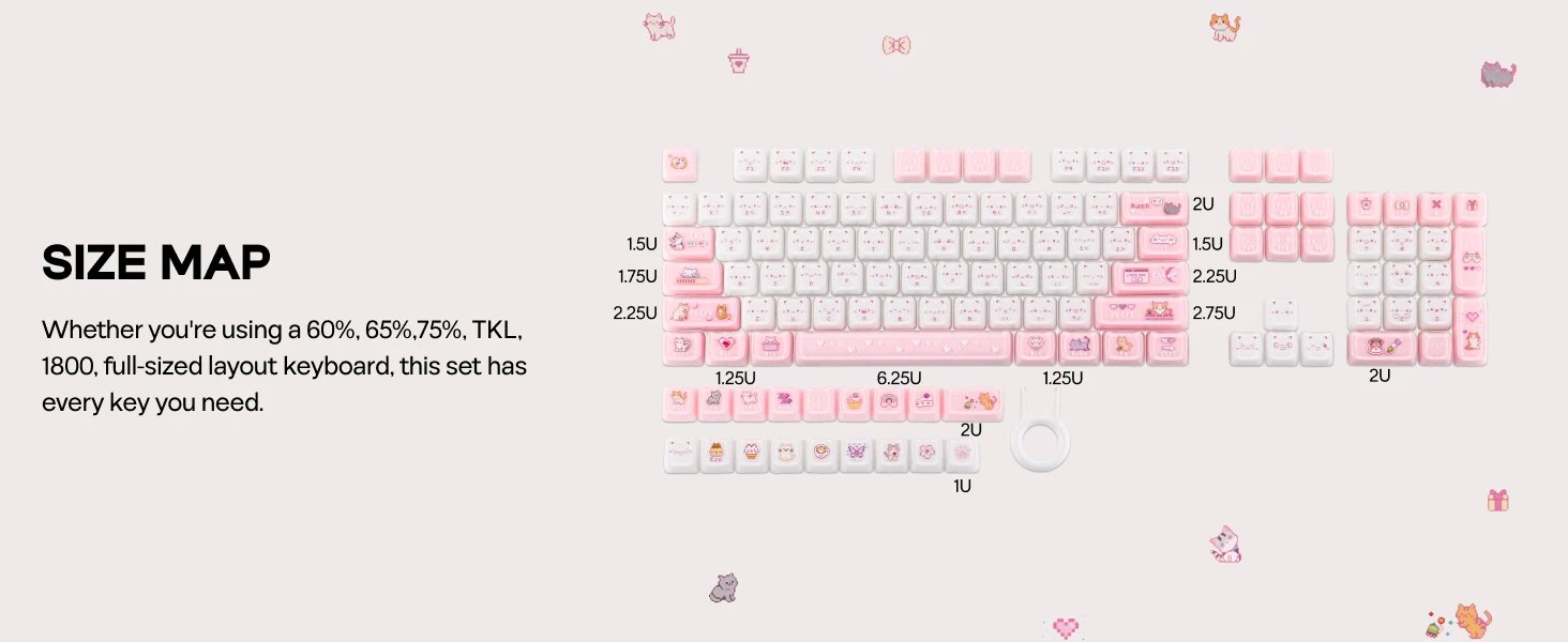 Kiiboom Mewsic Jelly Keycap Set 122 Mao Profile Abs+PC 11