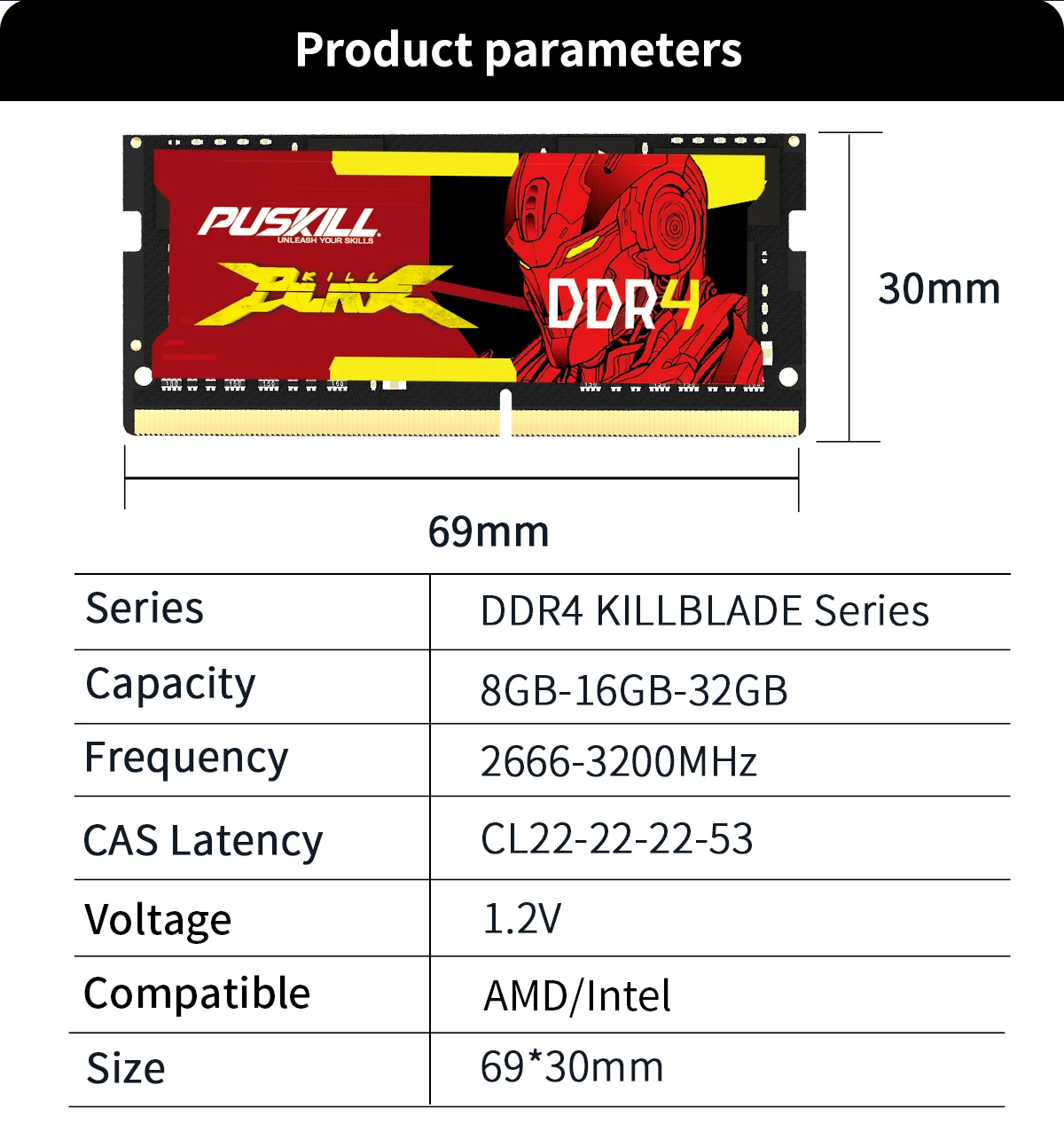 Puskill DDR4 Notebook RAM 4GB-32 GB SODIMM Memory 15