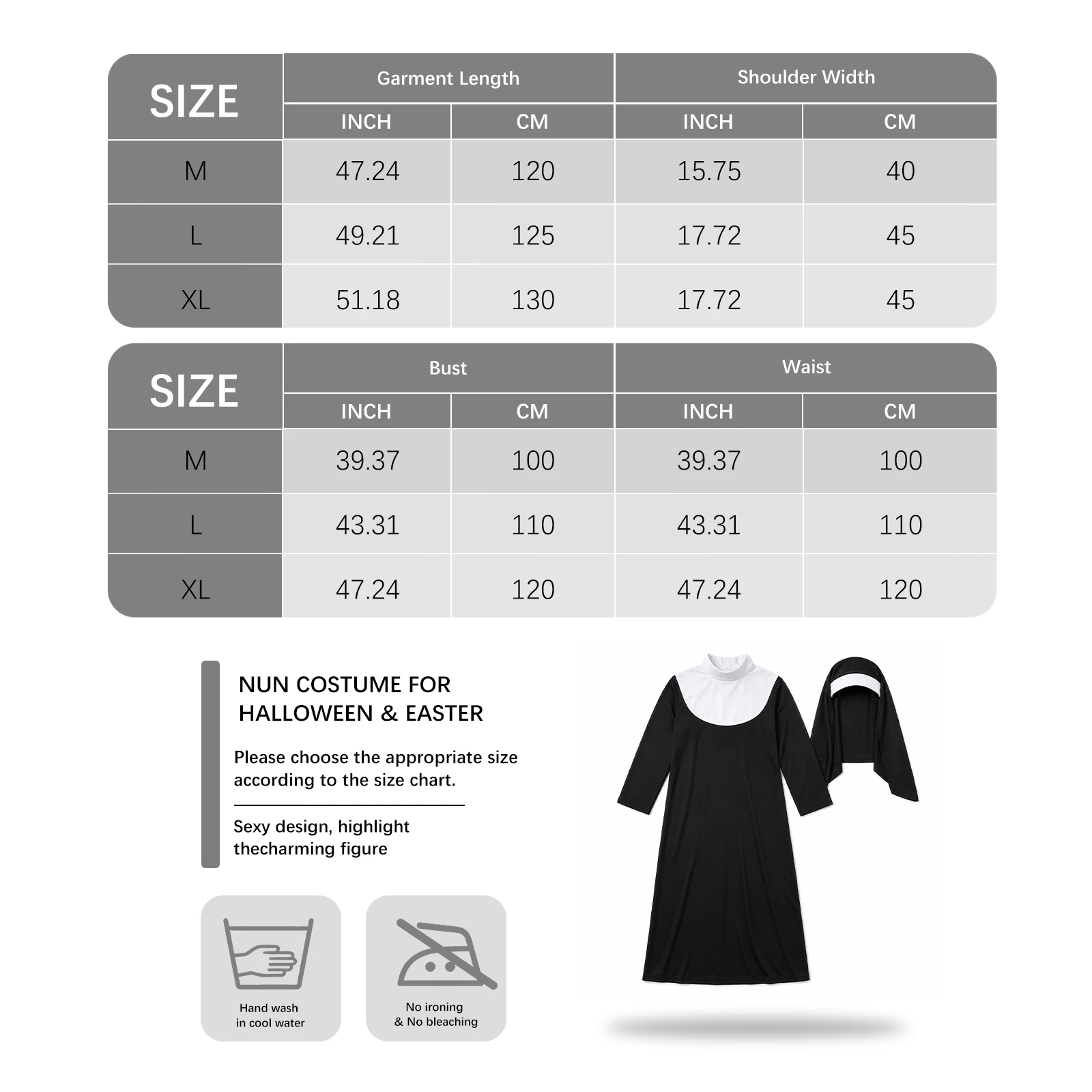 Women Nun Costume White Dress with Headscarf Halloween 5 | PricZone Women Nun Costume White Dress with Headscarf Halloween 5 | PricZone