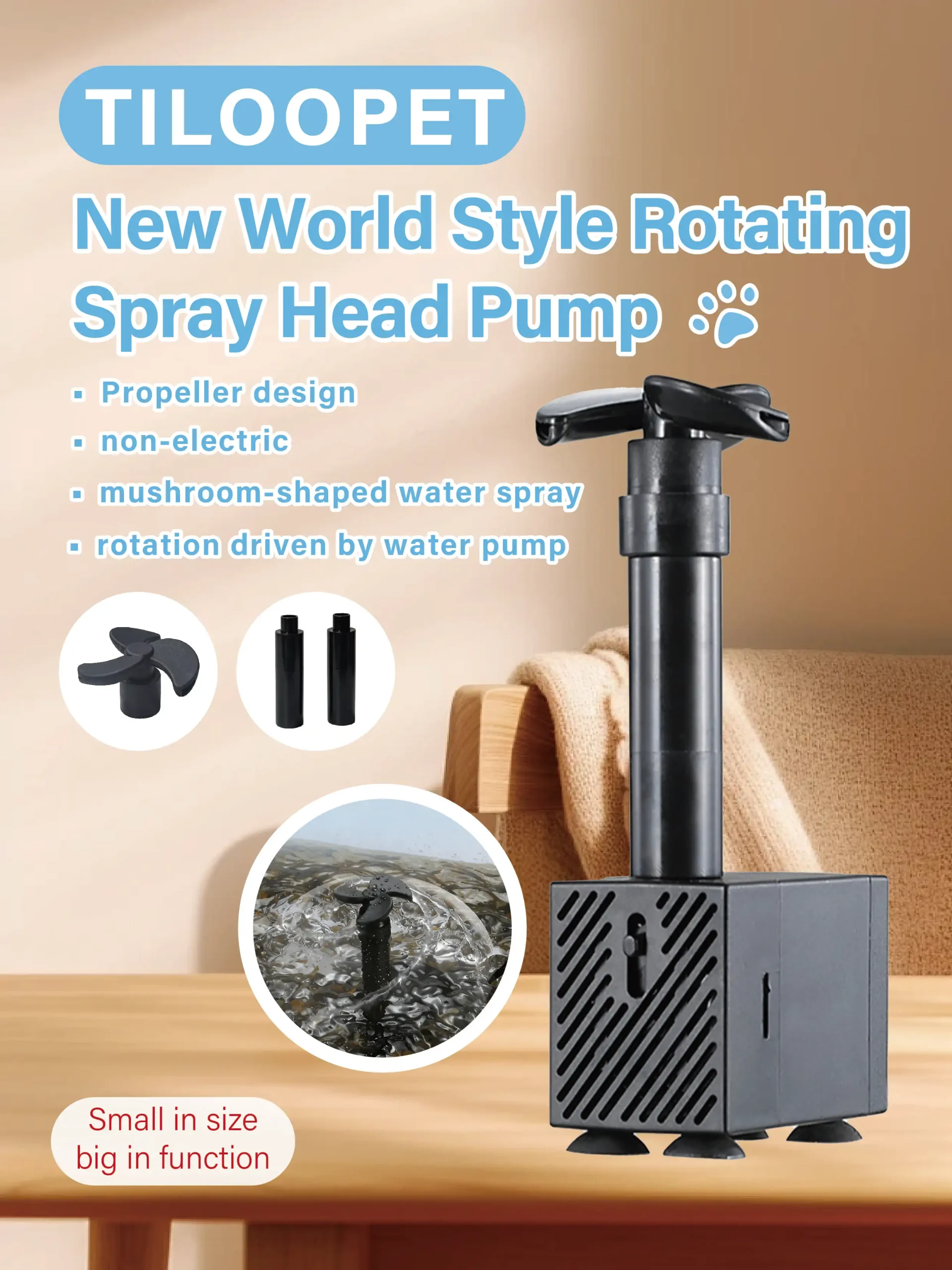 Small Aquarium Pump Rotary Spray 5V-USB Water Sprayer Wave 7