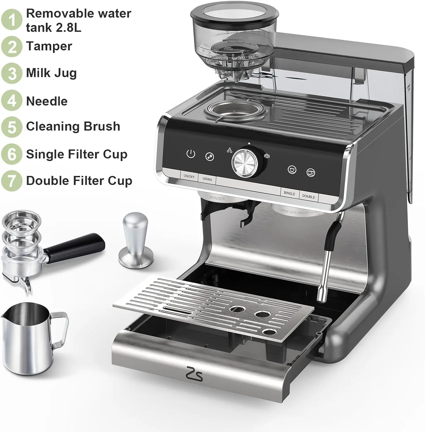 Espresso Coffee Machine with Grinder 20 Bar SemiAutomatic 6 | PricZone Espresso Coffee Machine with Grinder 20 Bar Semi Automatic 6 | PricZone