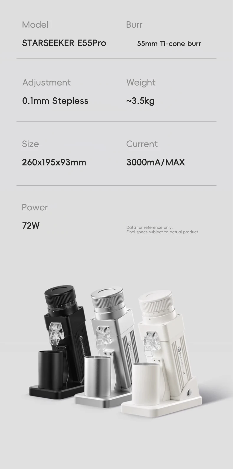 Starseeker E55Pro Electric Coffee Grinder 55Mm Espresso 24