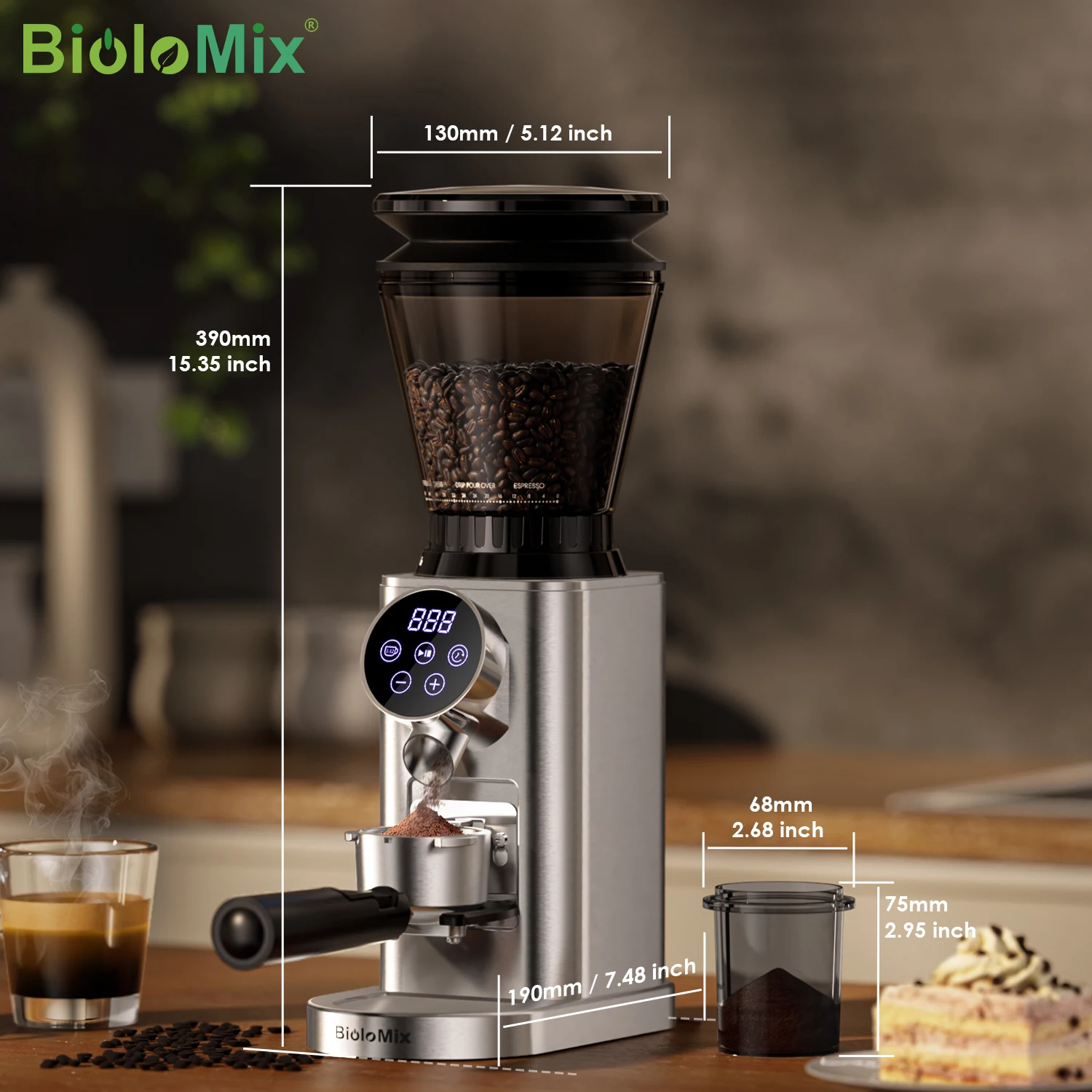 Biolomix Electric Conical Burr Coffee Grinder Adjustable 48 1 | PricZone Biolomix Electric Conical Burr Coffee Grinder Adjustable 48 1 | PricZone