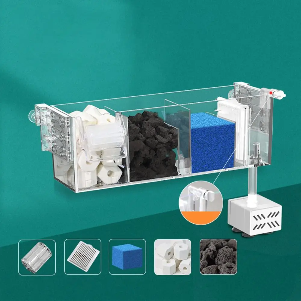 Wall Mounted Fish Tank Silent Circulating Waterfall Filter 11