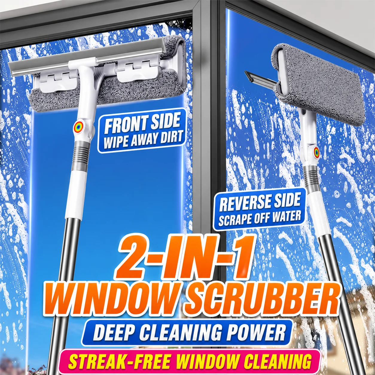 Joybos 2-In-1 Window Squeegee with 53inch Extendable Pole 15