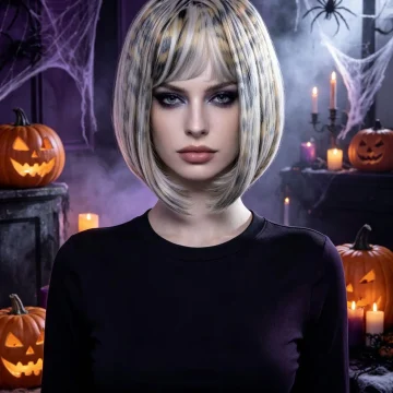 Leopard Print Bob Wig Synthetic Short Straight Bangs Animal 1