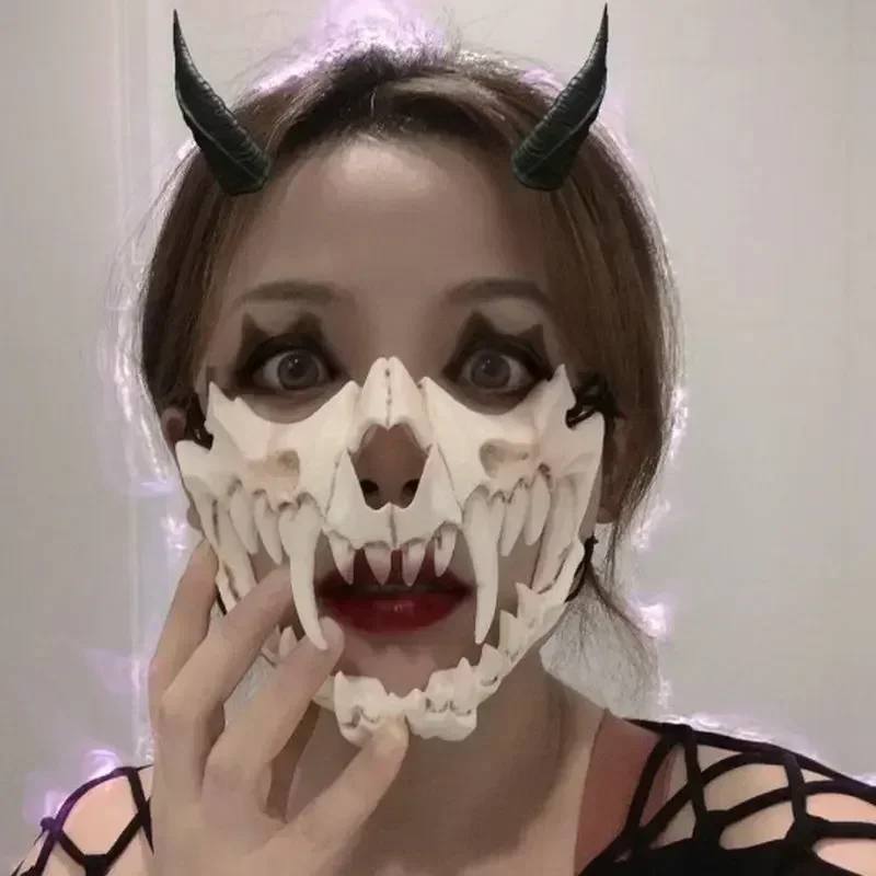 Half-Face Skull Mask Demon Skeleton Wolf Dragon Tiger 41