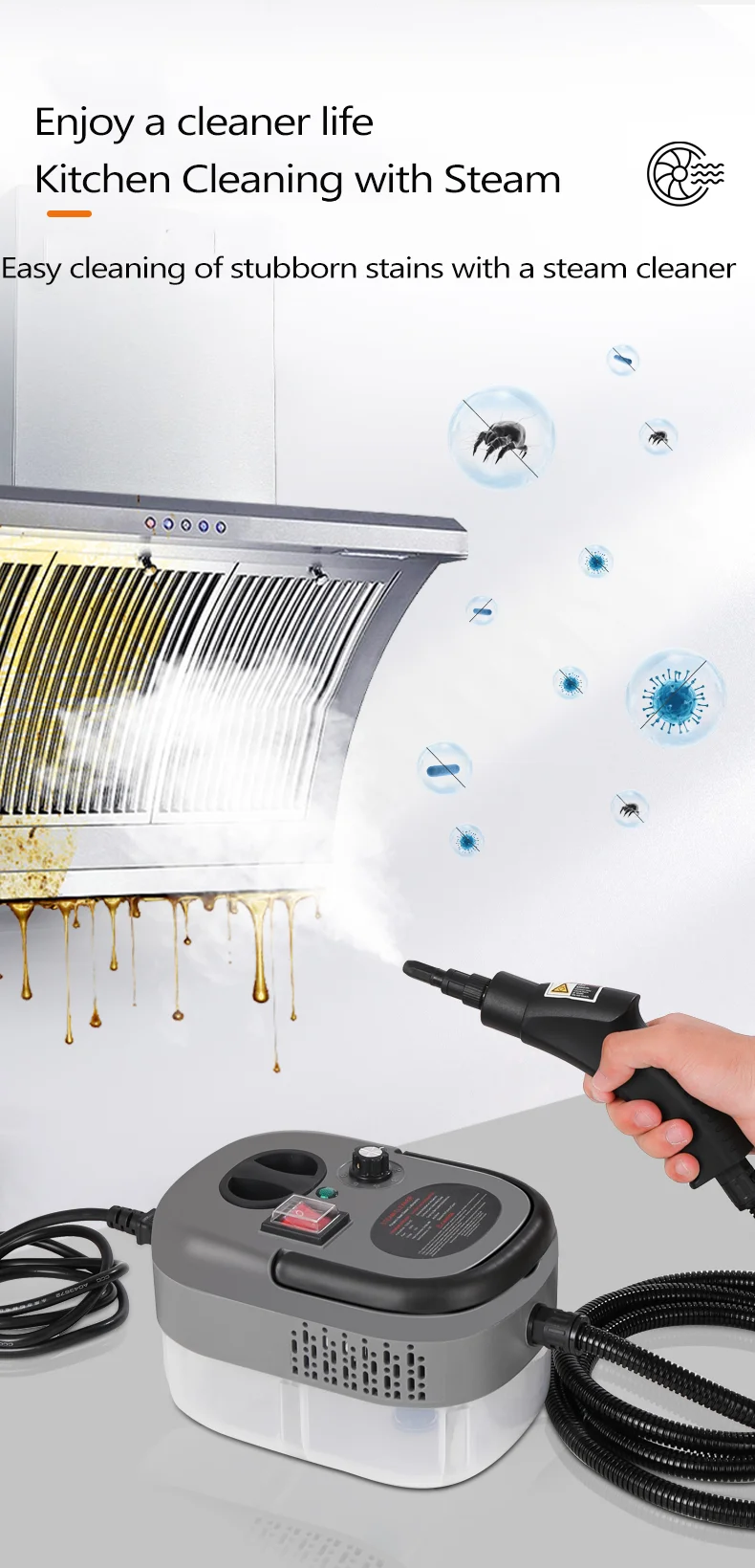 Multi-Purpose Steam Cleaner for Kitchen Oil Stains Glass 19