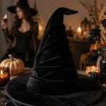 OneSize Unisex Ruched Velvet Witch Wizard Hat Curved Tip 5 | PricZone OneSize Unisex Ruched Velvet Witch Wizard Hat Curved Tip 5 | PricZone
