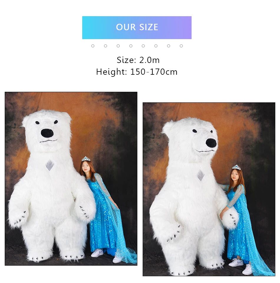 US Stock Inflatable Polar Bear Costume Mascot 19