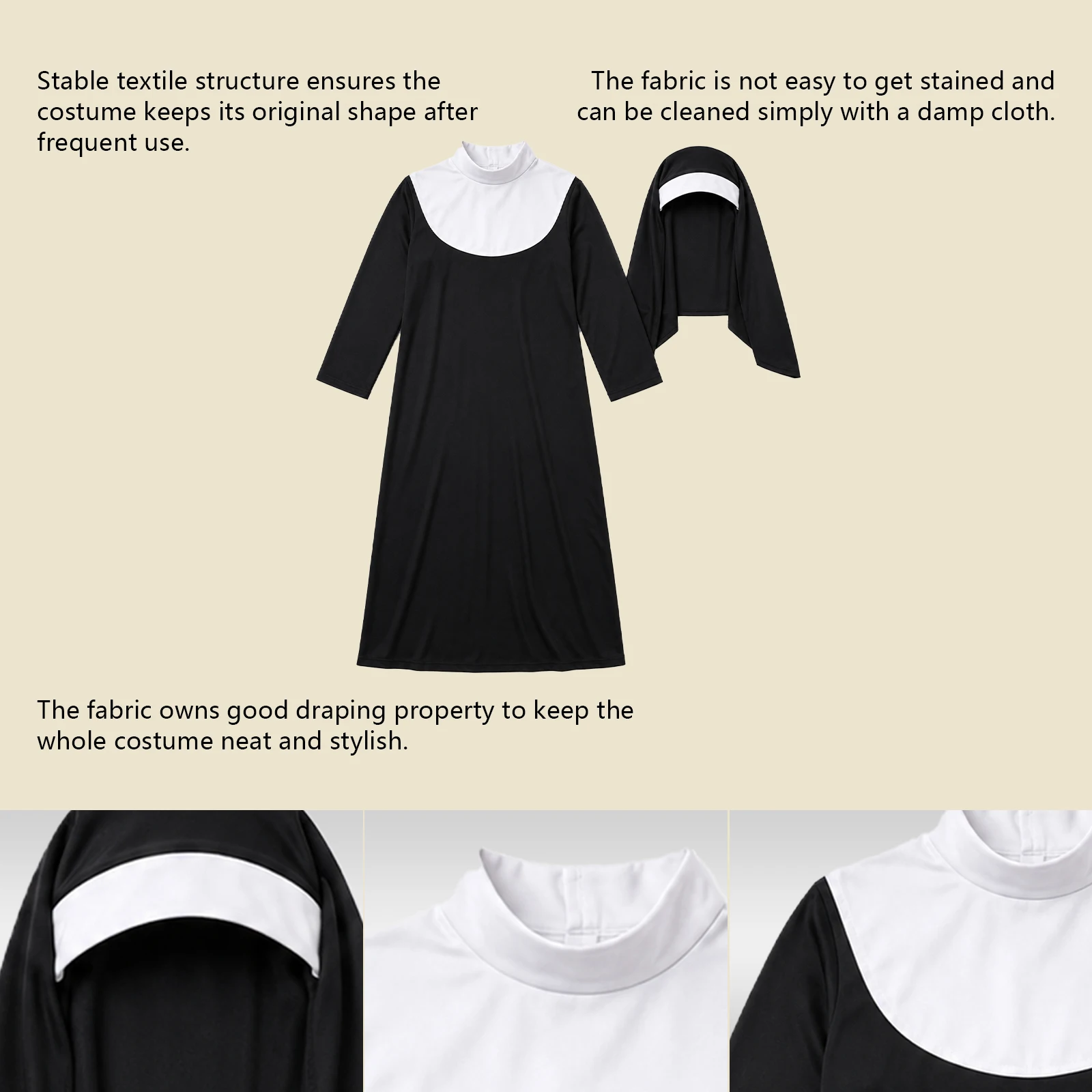 Women Nun Costume White Dress with Headscarf Halloween 8 | PricZone Women Nun Costume White Dress with Headscarf Halloween 8 | PricZone
