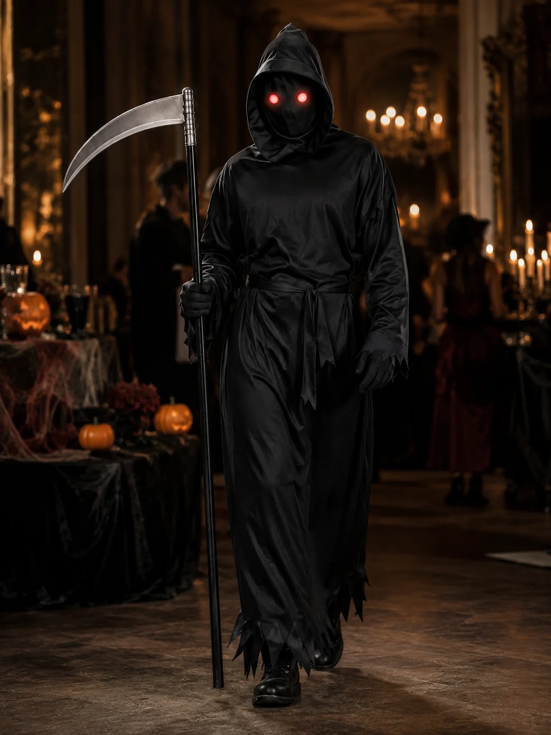 Glowing Red Eyes Hooded Unisex Adult Costume Set Complete 4 | PricZone Glowing Red Eyes Hooded Unisex Adult Costume Set Complete 4 | PricZone