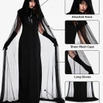 Hooded Sheer Mesh Cape Witch Costume for Women Sleeveless 5 | PricZone