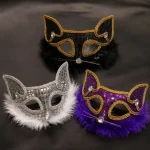 Sparkly Sequin Cat HalfFace Mask Props Ornament Unisex 6 | PricZone