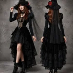 Lace Flower Tulle Witch Hat for Women Velvet Pointed Wide 3 | PricZone