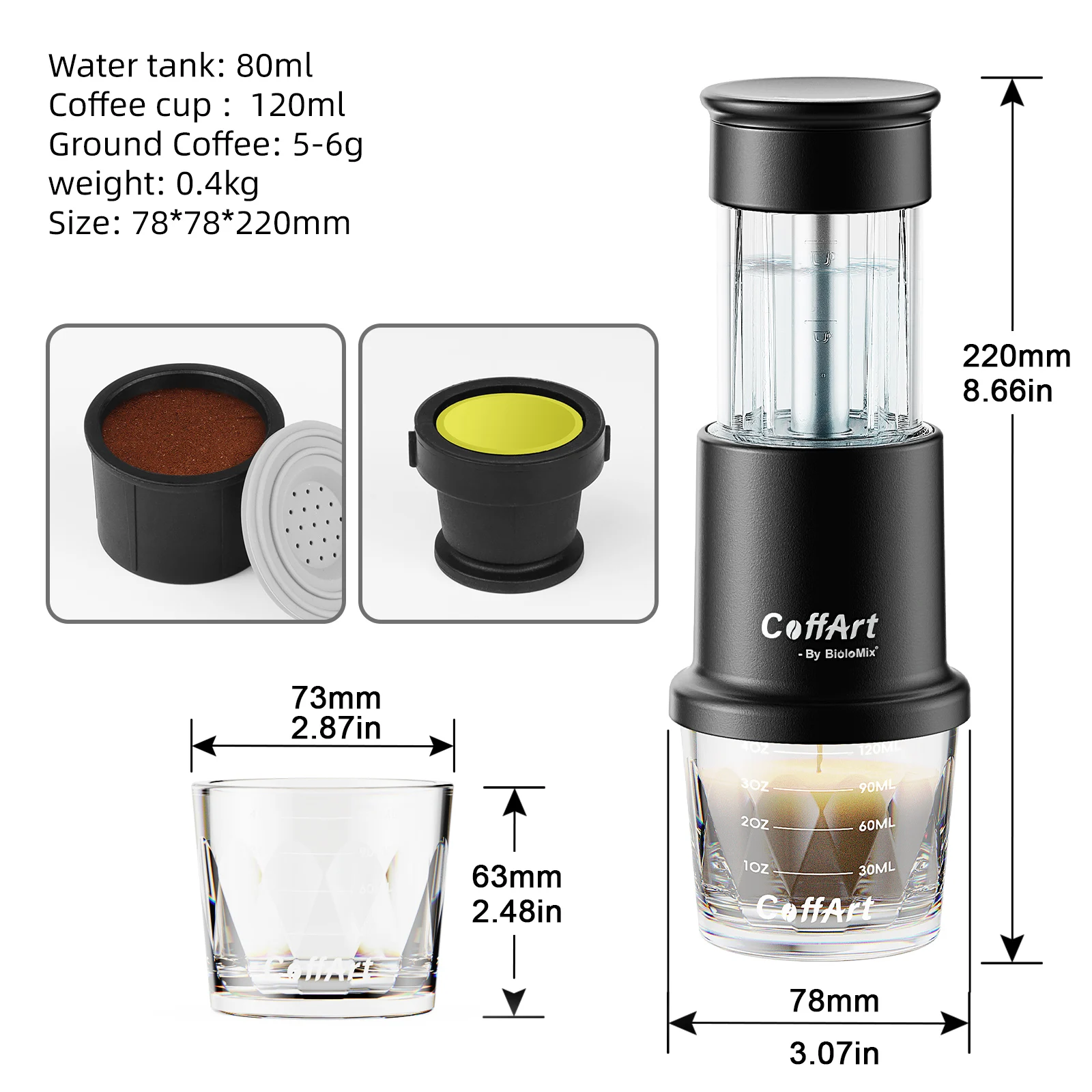 Biolomix 2 In 1 Manual Espresso Coffee Machine Hot/Cold 18