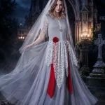 Women Halloween Ghost Bride Cosplay Costume Grey Long Lace 5 | PricZone Women Halloween Ghost Bride Cosplay Costume Grey Long Lace 5 | PricZone