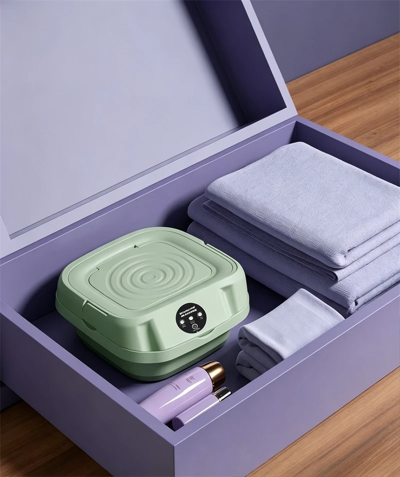 7L Small Foldable Washing Machine with Spin Dryer for Socks 24
