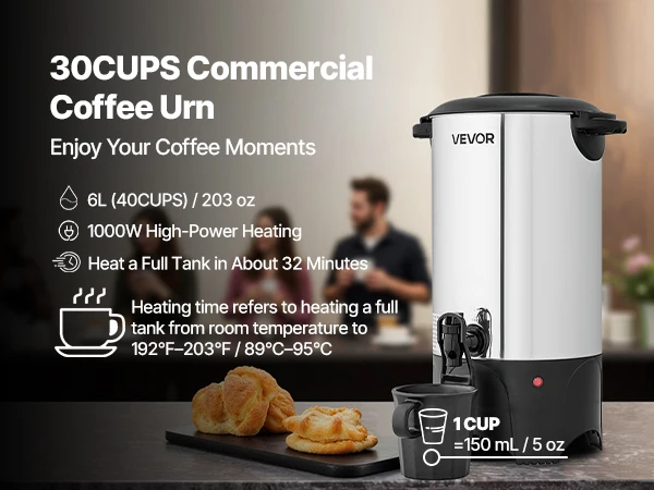 Succebuy Commercial Coffee Urn 40 Cup 6 L Hot Beverage 14