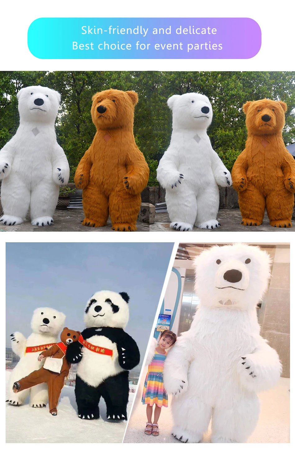 US Stock Inflatable Polar Bear Costume Mascot 17