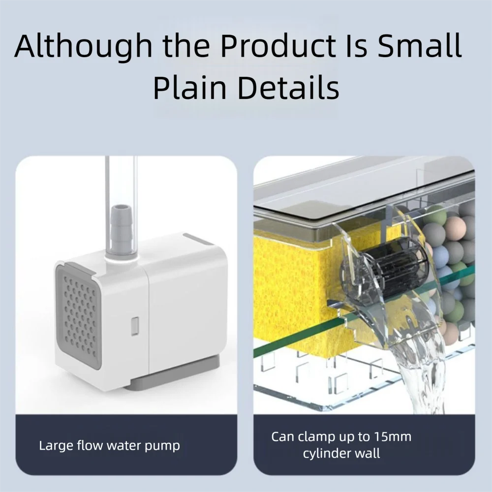 Wall Mounted Fish Tank Silent Circulating Waterfall Filter 13