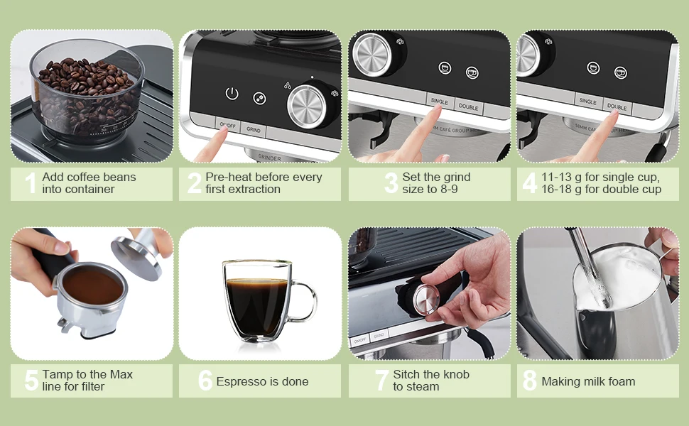 Twister.ck 20 Bar Espresso Machine with Grinder Coffee 19