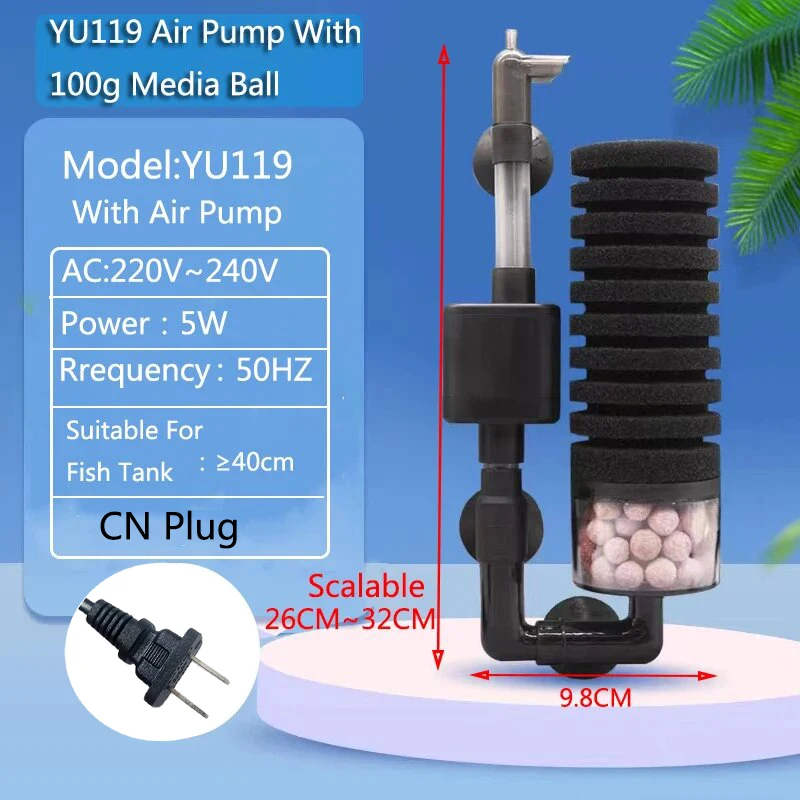 Aquarium Filter with Water Pump for Fish Tank Air Skimmer 17