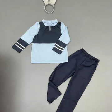 Boys Police Role Play Costume Set with Collared Long Sleeve 2